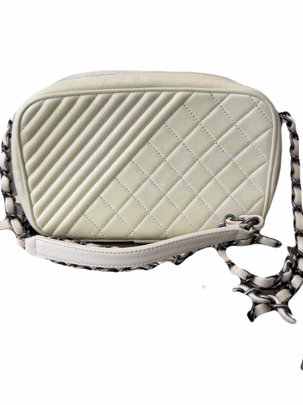 Chanel Cream Quilted Crossbody Bag with Chain Strap - Picture 1 of 16
